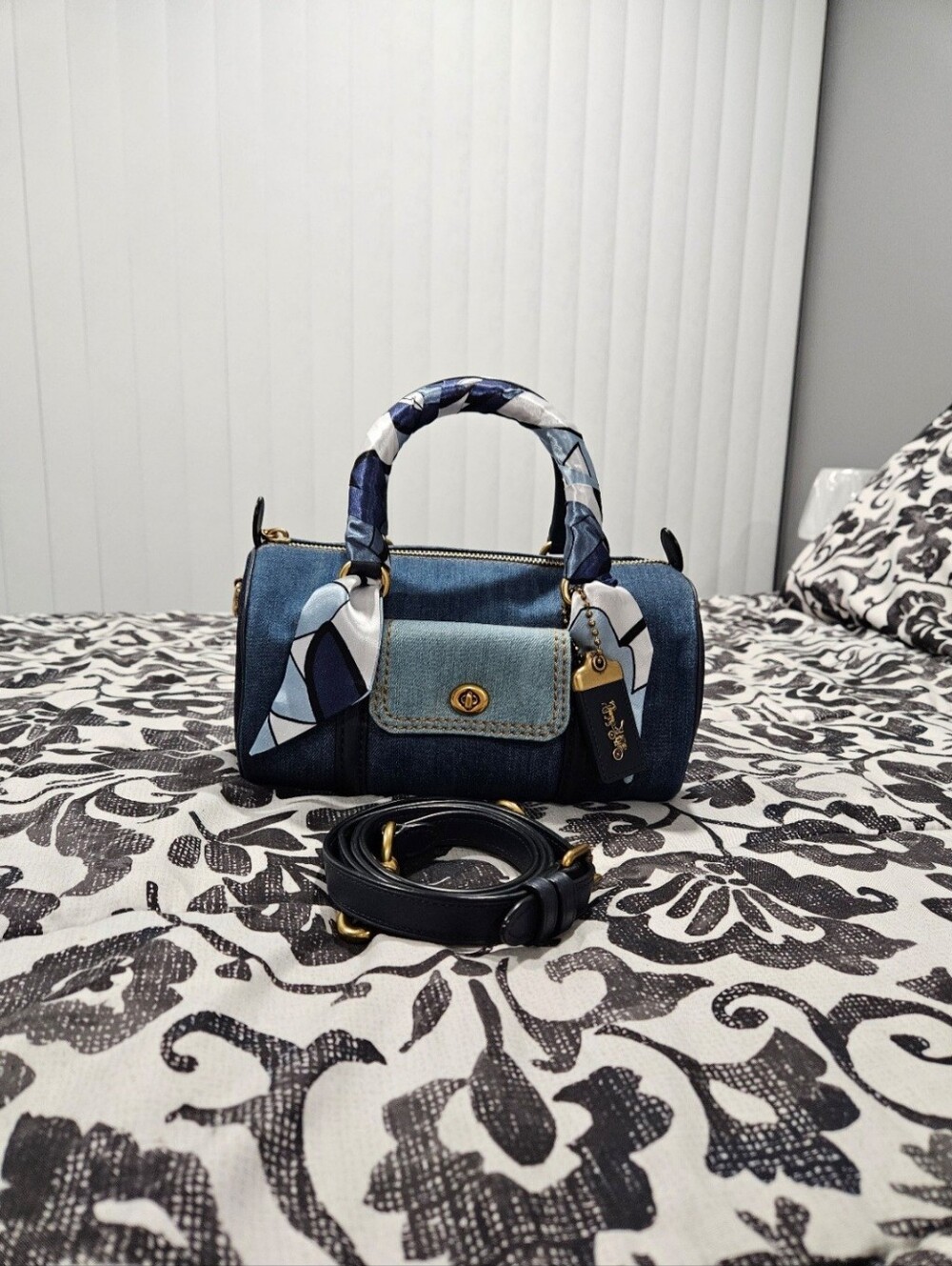 Vintage 1941 Coach Denim Barrel Bag